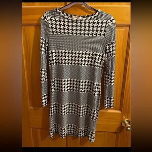 MICHAEL Michael Kors Navy and White Long Sleeve Crew Neck Dress